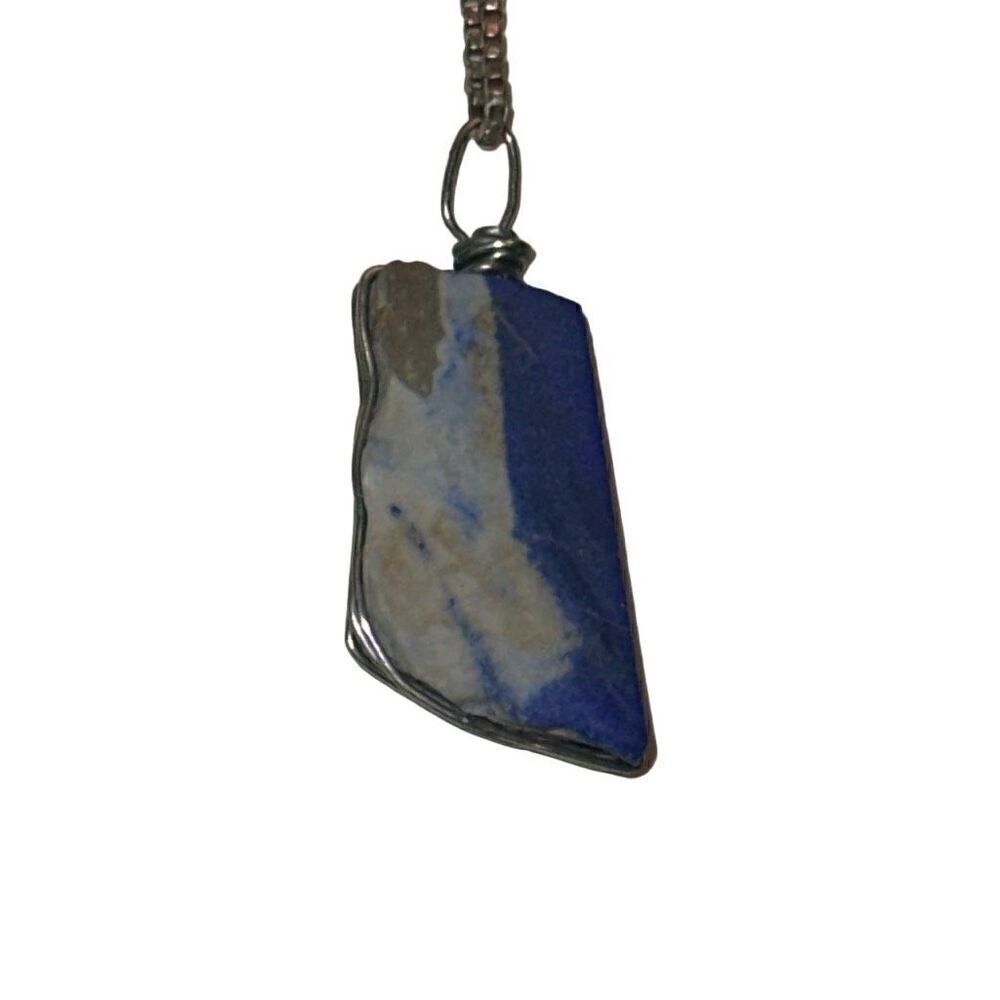"NEW" Handmade Silver-tone Box Chain Hammered Metal Pendant Necklace Unisex OS